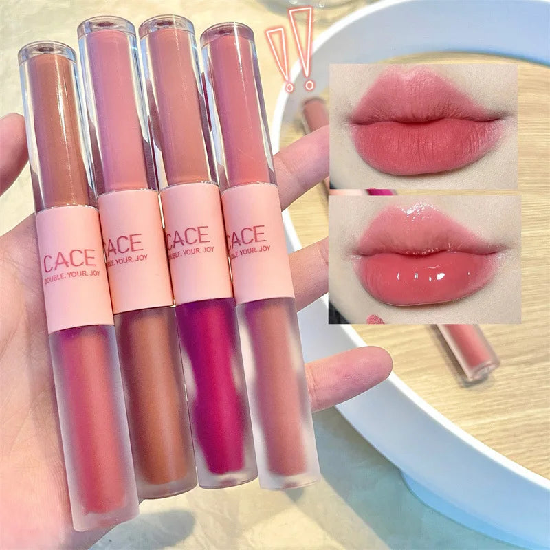 Double Headed Waterproof Moisturizing Durable Mist Matte/ Velvet Mirror Lip Gloss