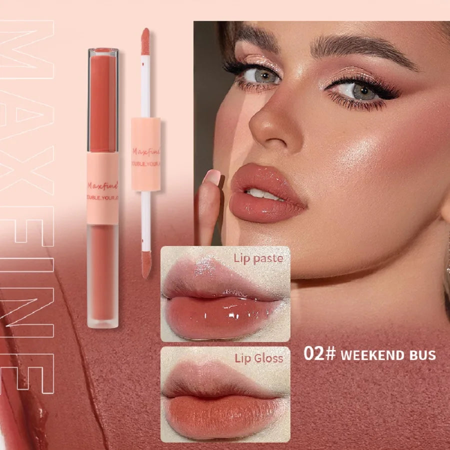 Double Headed Waterproof Moisturizing Durable Mist Matte/ Velvet Mirror Lip Gloss