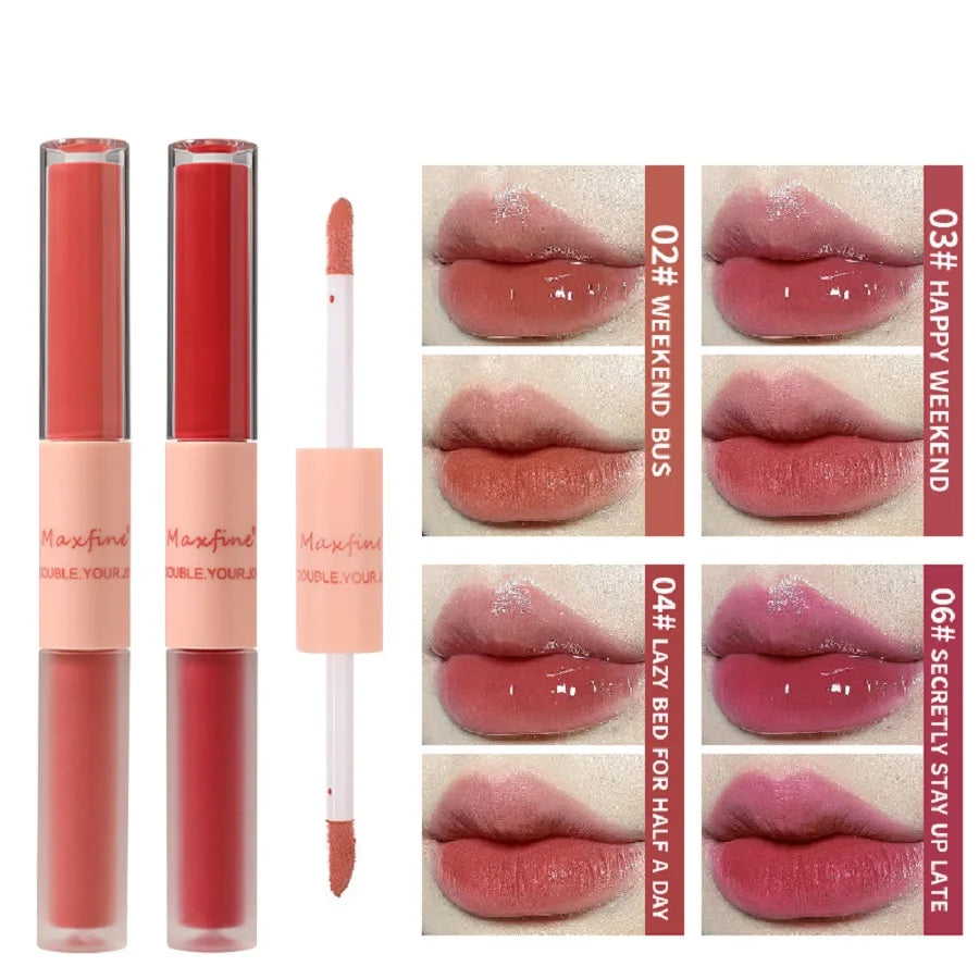 Double Headed Waterproof Moisturizing Durable Mist Matte/ Velvet Mirror Lip Gloss