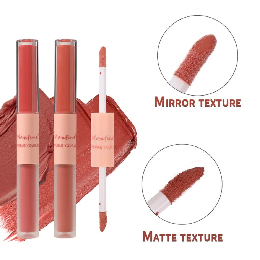 Double Headed Waterproof Moisturizing Durable Mist Matte/ Velvet Mirror Lip Gloss