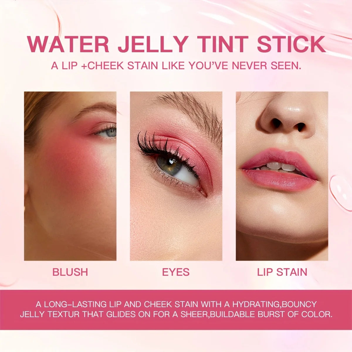 3-in-1 Jelly Blush Stick, Lip Balm & Eyeshadow